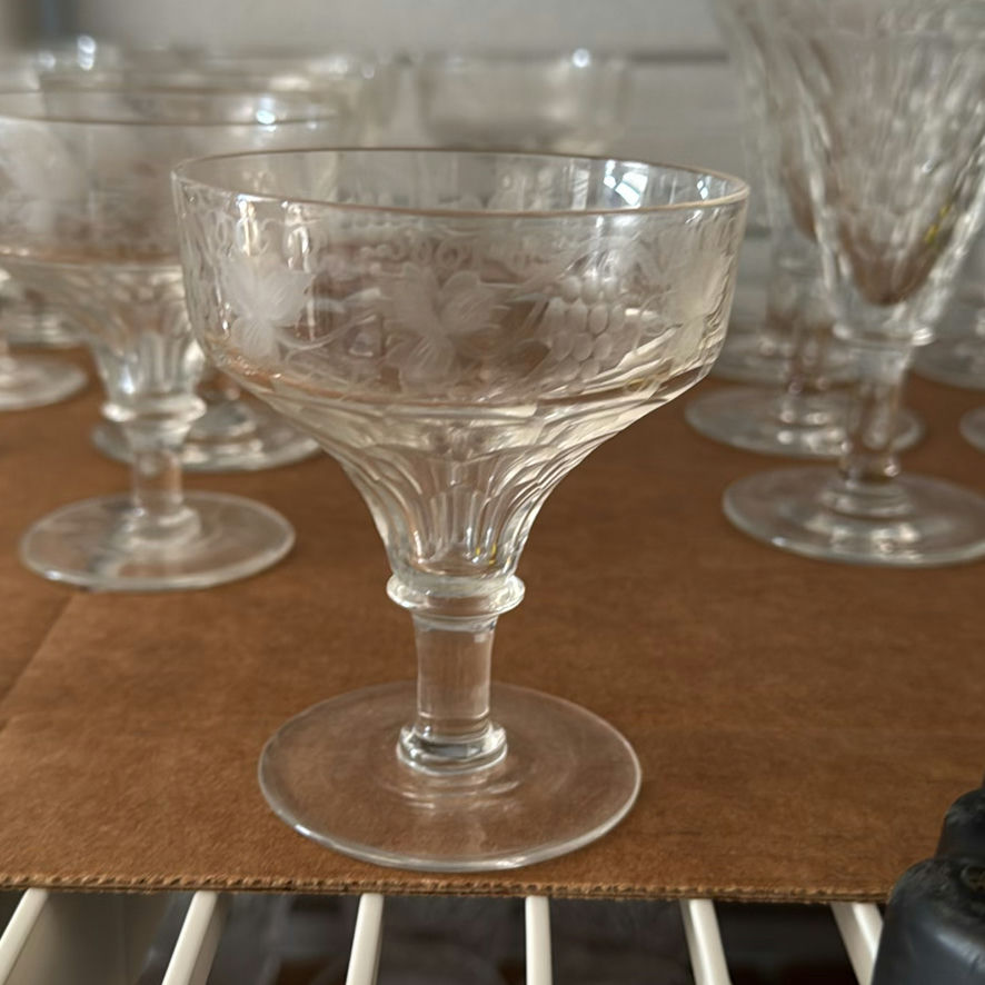 Antique Crystal Glasses In 3 Sizes - image 3 of 11