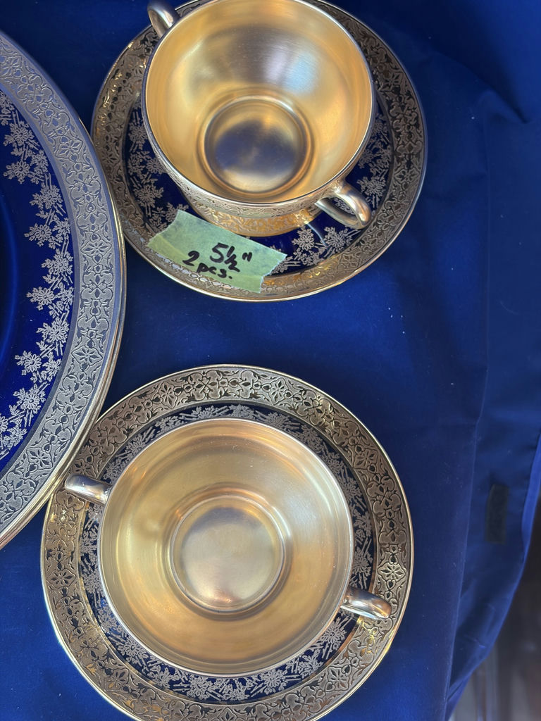 Antique Elite Works Limoges Cobalt Blue Heavy Gold Encrusted 11-Pc Service - image 6 of 19