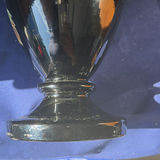 Pair of Antique 19thC Bohemian Black Amethyst Glass Vases, Hand-Enameled Bird and Water Lily Pattern #12. - thumbnail 4 of 14