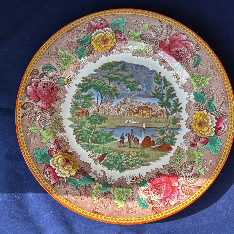 Antique English Transferware Plates Multi-Color Lot – Spode Delft Hurstmonceux & Wedgwood Ferrara - image 15 of 17