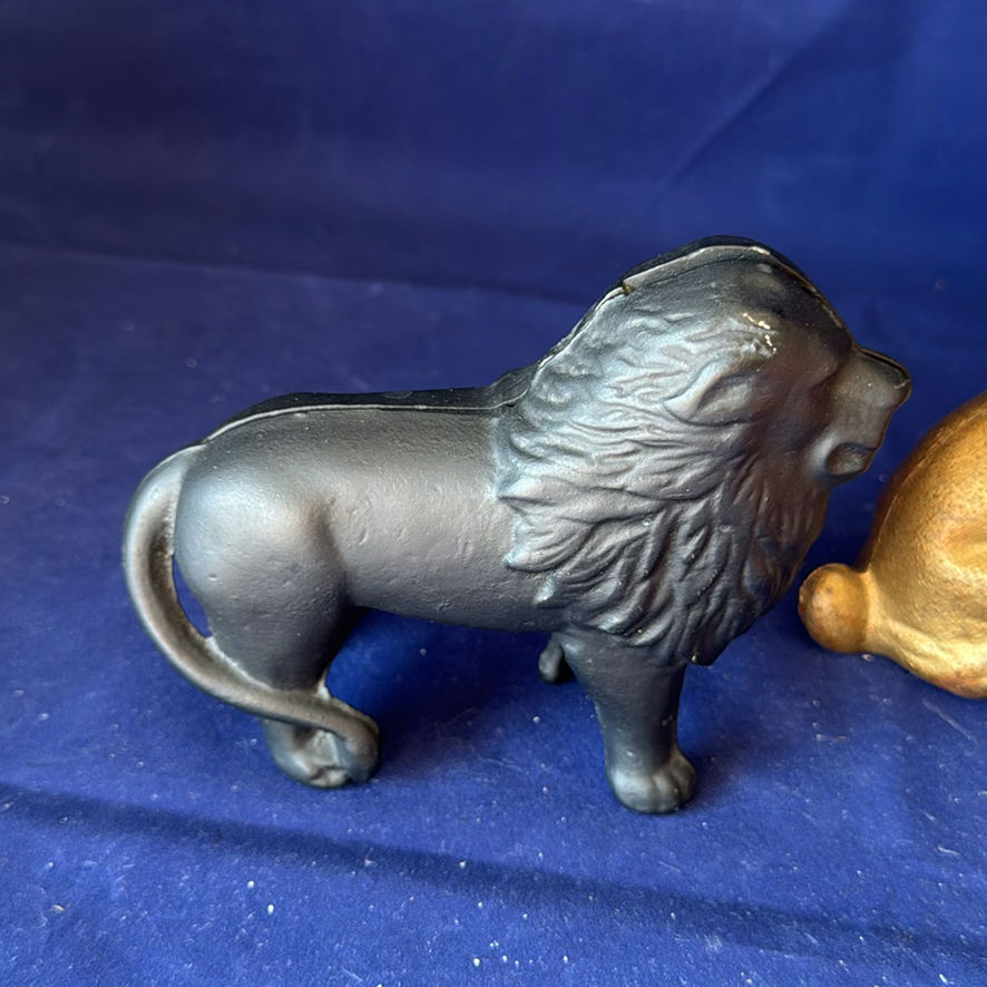 Vintage Cast Iron Rabbit And Lion Banks - image 8 of 10