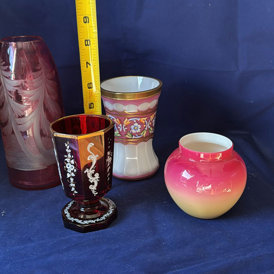 Vintage and antique Bohemian / Central European art glass pieces. - image 2 of 17