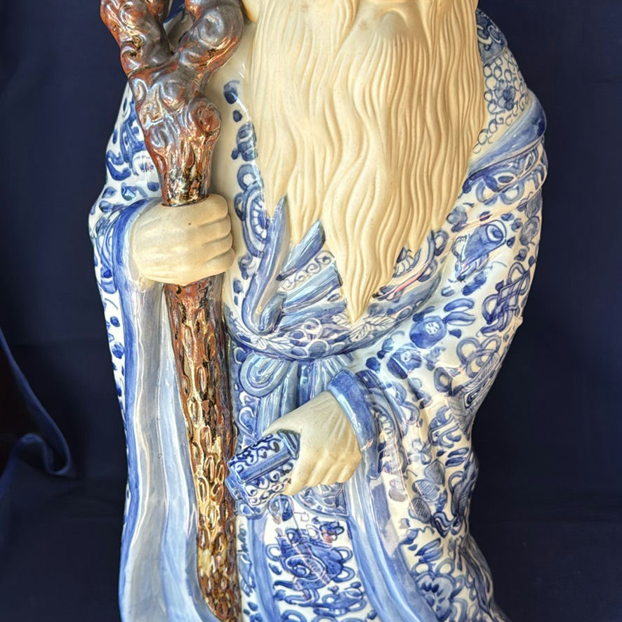Vintage Japanes Kutani Jurojin God Of Longevity Statue - image 4 of 15