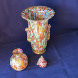 Vintage Murano Glass Trio Millefiori Gold Leaf Urn Vase Amedeo Rossetto Set Italian Art Glass - thumbnail 1 of 25