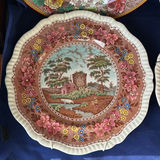 Antique English Transferware Plates Multi-Color Lot – Spode Delft Hurstmonceux & Wedgwood Ferrara - thumbnail 3 of 17