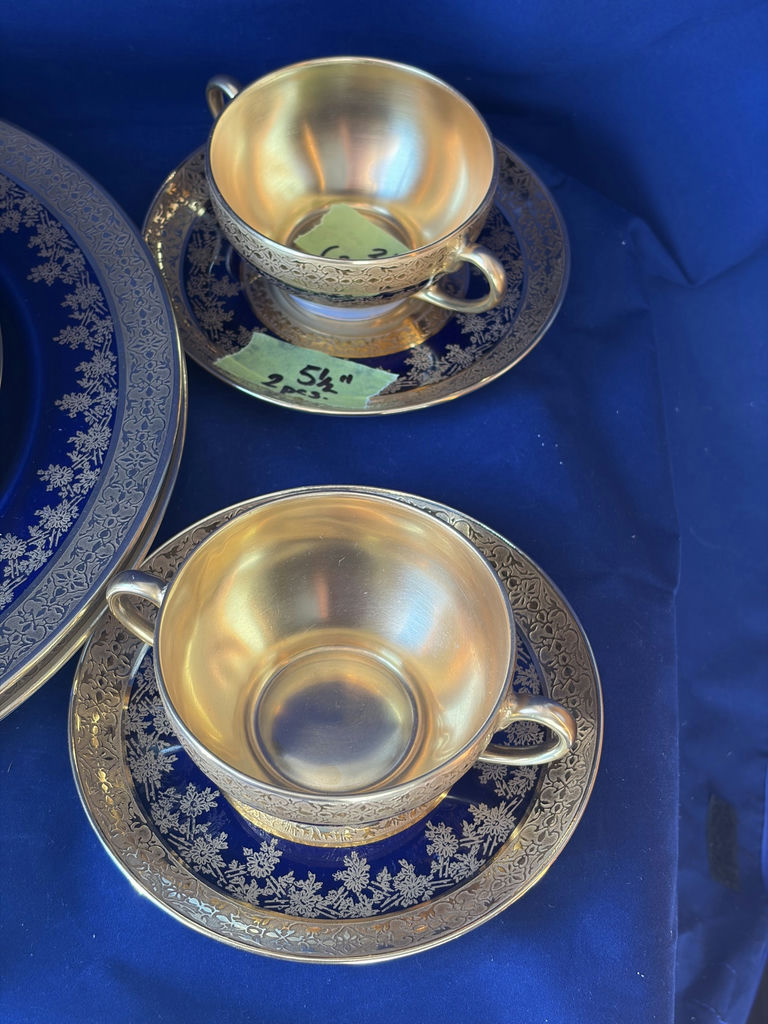 Antique Elite Works Limoges Cobalt Blue Heavy Gold Encrusted 11-Pc Service - image 5 of 19