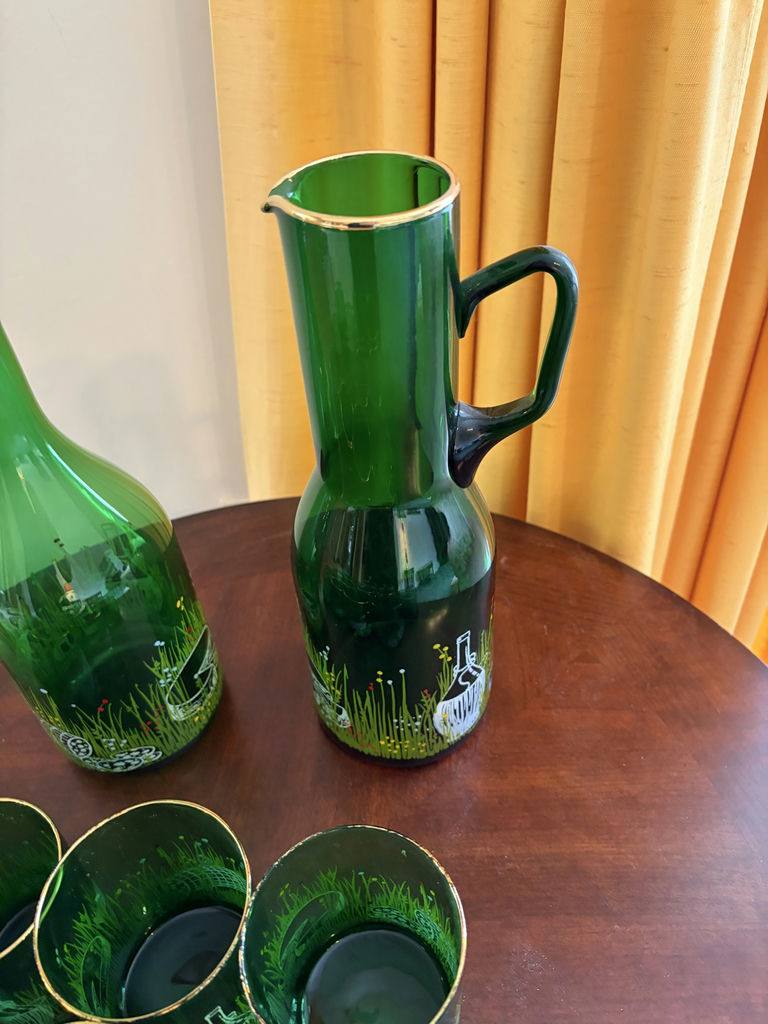 Anchor Hocking Forest Green "Wine and Cheese Picnic - image 6 of 12