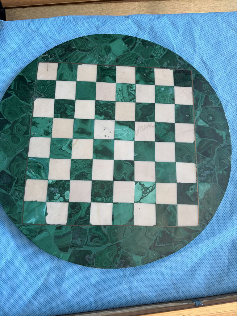 Vintage Malachite Chessboard With Original Stone Pieces - image 2 of 13