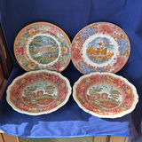 Antique English Transferware Plates Multi-Color Lot – Spode Delft Hurstmonceux & Wedgwood Ferrara - thumbnail 1 of 17