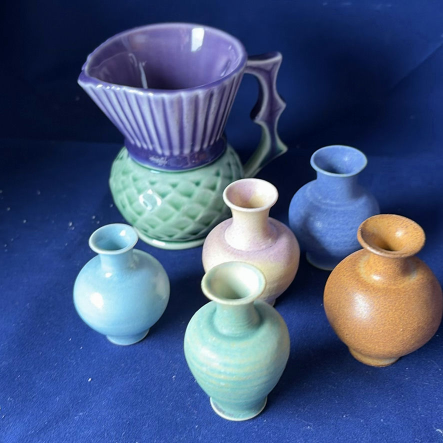 Argyll Pottery Pitcher And Mini Vases - image 2 of 9