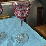 8pc Royal Doulton Ruby Red Cut to Clear Lead Crystal Wine Goblets England Signed - thumbnail 16 of 21