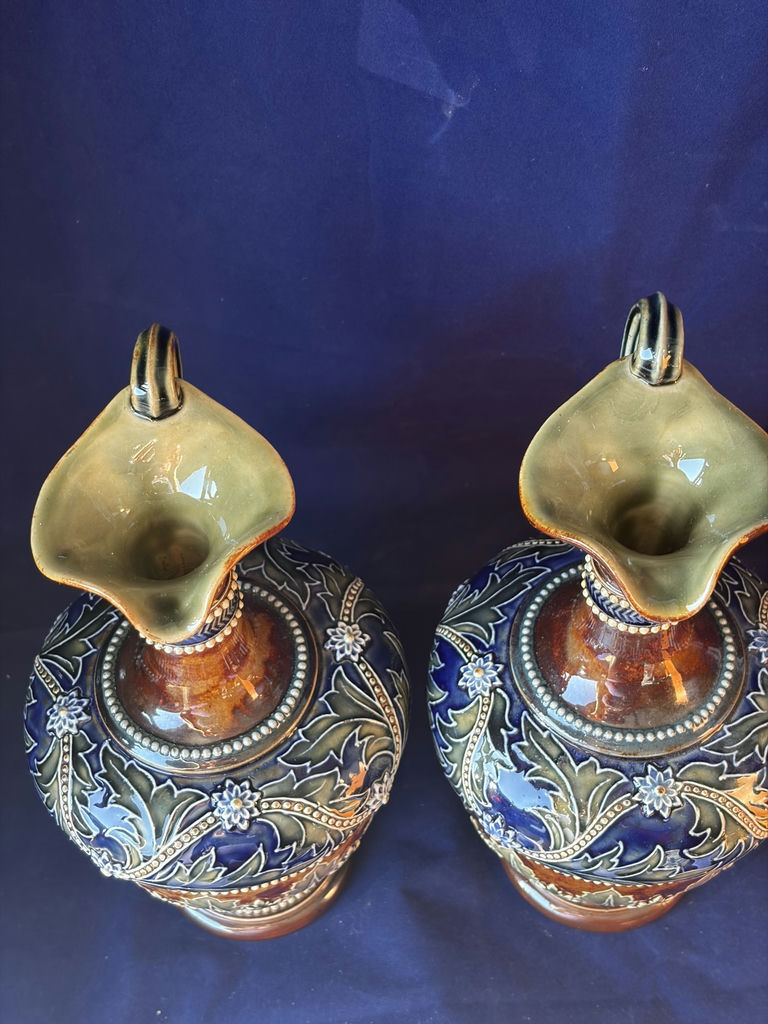Pair of Antique Doulton Lambeth Stoneware Art Union Ewers by Emily Partington, c. 1895 - image 10 of 11