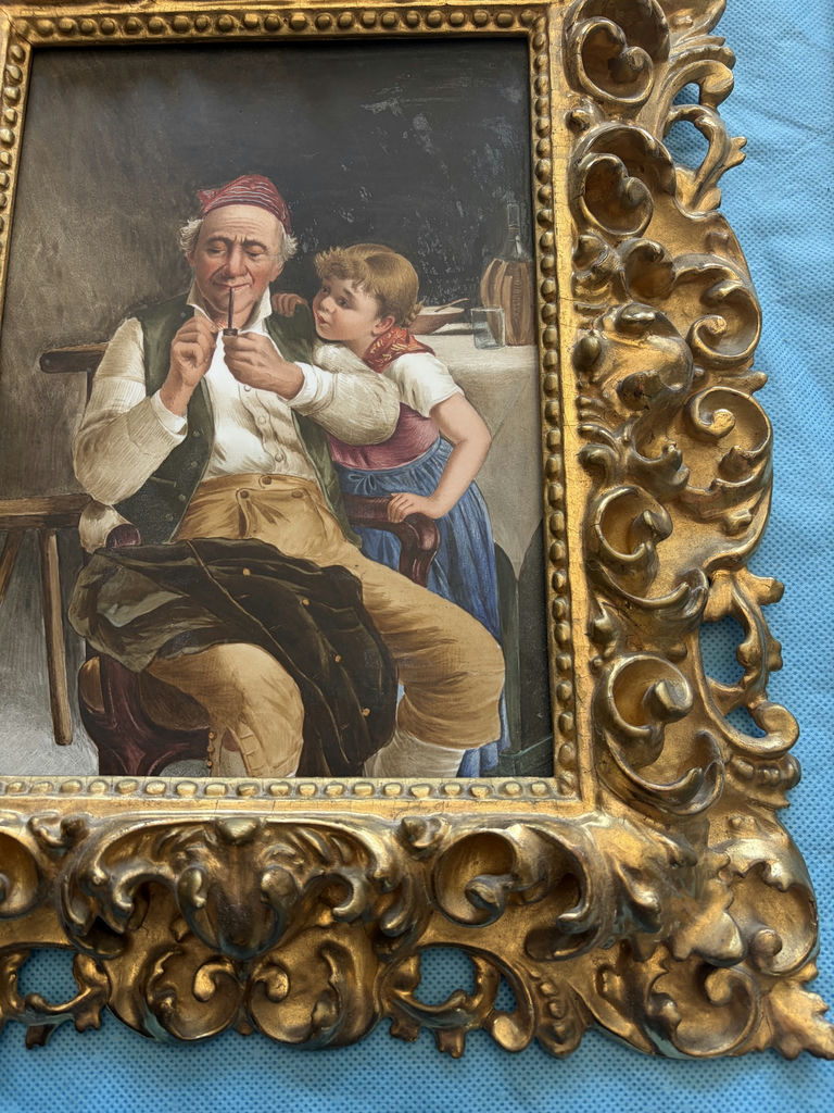 Antique C. 1890 Aurelio Innocenti Framed Porcelain Plaque "Non l'accende..." - Exceptional 1904 Provenance - image 10 of 13