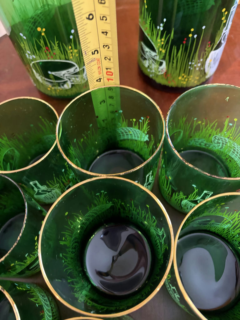 Anchor Hocking Forest Green "Wine and Cheese Picnic - image 10 of 12