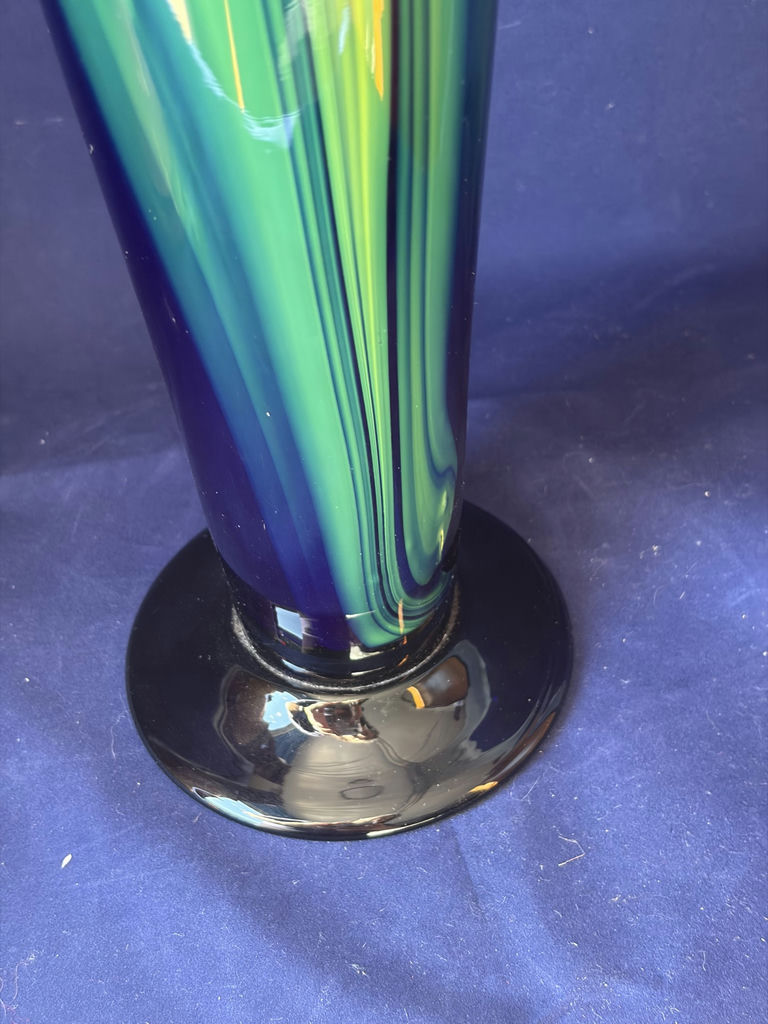 Pair of Fine Studio Art Glass Vases - Karl Schantz Style 17" Floor Vase & Murano Style 7.5" - image 10 of 14