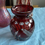 Vintage Bohemian Art Glass Collection – 5-Piece Estate Lot (Ruby, Cranberry & Cut-to-Clear) - thumbnail 8 of 22