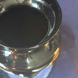 Pair of Antique 19thC Bohemian Black Amethyst Glass Vases, Hand-Enameled Bird and Water Lily Pattern #12. - thumbnail 12 of 14