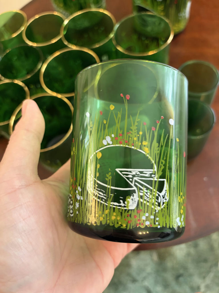 Anchor Hocking Forest Green "Wine and Cheese Picnic - image 3 of 12