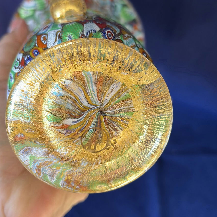 Vintage Murano Glass Trio Millefiori Gold Leaf Urn Vase Amedeo Rossetto Set Italian Art Glass - image 16 of 25
