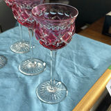 8pc Royal Doulton Ruby Red Cut to Clear Lead Crystal Wine Goblets England Signed - thumbnail 14 of 21
