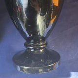 Pair of Antique 19thC Bohemian Black Amethyst Glass Vases, Hand-Enameled Bird and Water Lily Pattern #12. - thumbnail 7 of 14