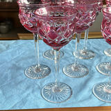 8pc Royal Doulton Ruby Red Cut to Clear Lead Crystal Wine Goblets England Signed - thumbnail 3 of 21