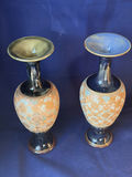 Antique Royal Doulton & Doulton Lambeth Slaters Patent Stoneware Vases – Matched Pair, 10" - thumbnail 1 of 10