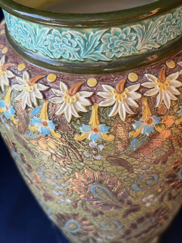 Antique Doulton Lambeth Slater’s Patent Stoneware Vase – 9" H, - image 6 of 11