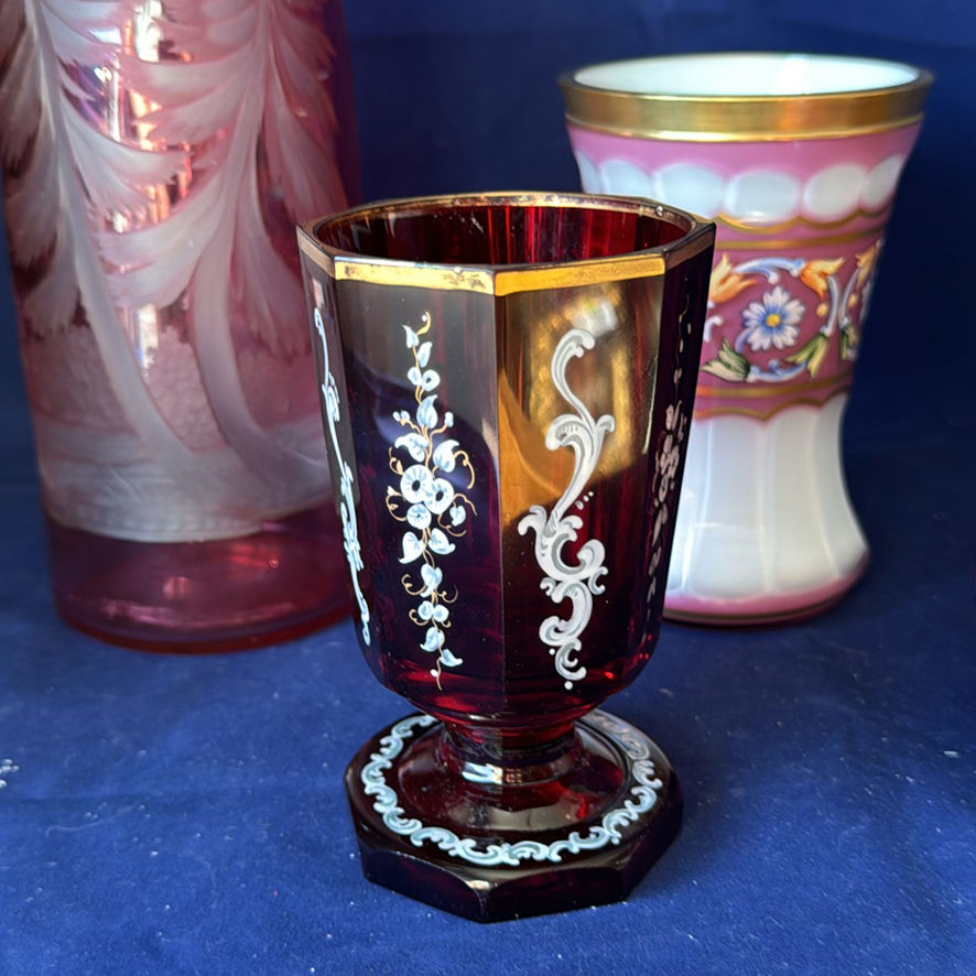 Vintage and antique Bohemian / Central European art glass pieces. - image 3 of 17