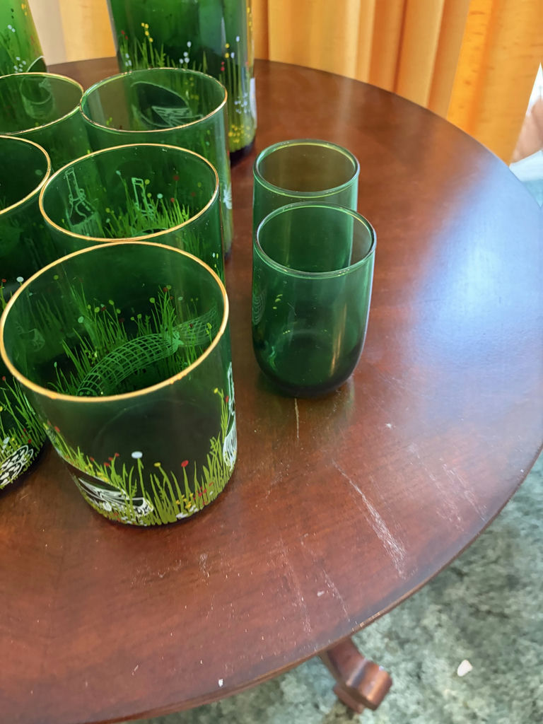 Anchor Hocking Forest Green "Wine and Cheese Picnic - image 8 of 12
