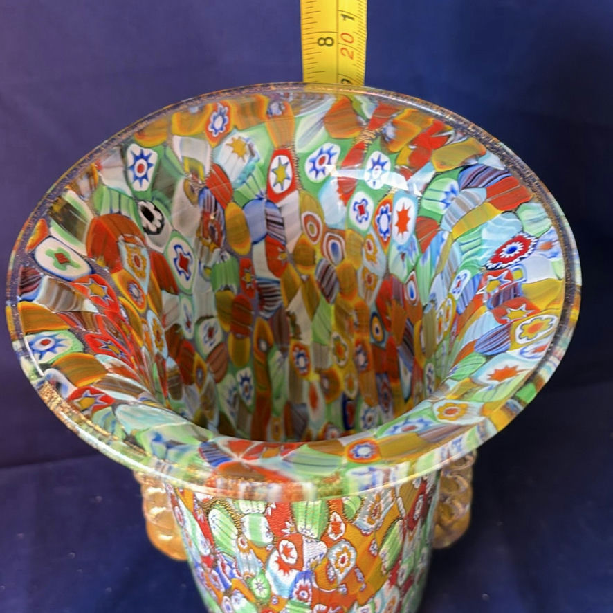 Vintage Murano Glass Trio Millefiori Gold Leaf Urn Vase Amedeo Rossetto Set Italian Art Glass - image 11 of 25