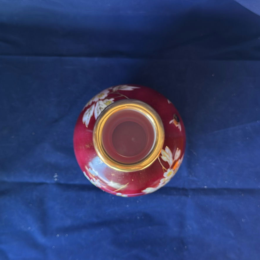 Antique 1880s Karlsbad Rudolph Tischler Porcelain Vase Hand-Painted Bee 12.5" - image 4 of 6