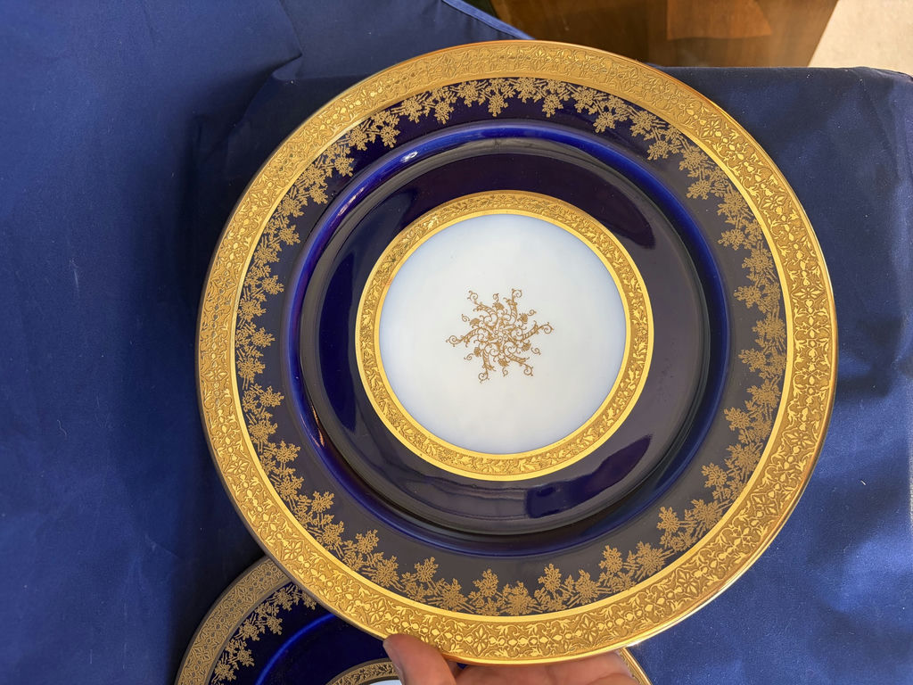Antique Elite Works Limoges Cobalt Blue Heavy Gold Encrusted 11-Pc Service - image 17 of 19