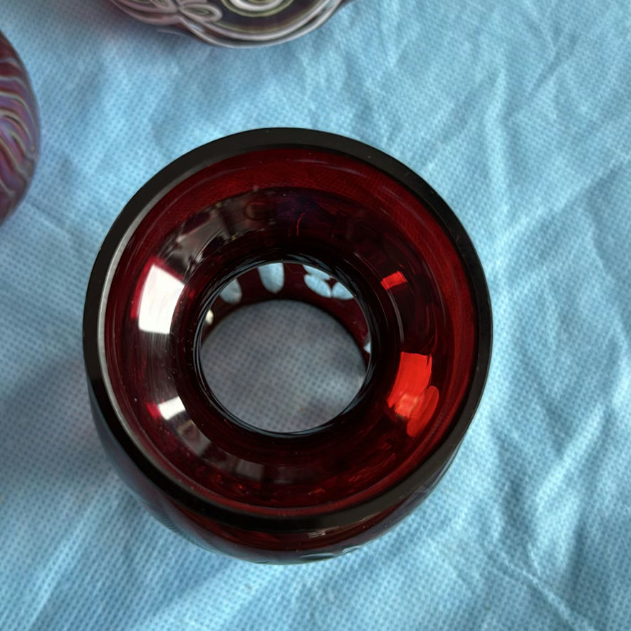 Vintage Bohemian Art Glass Collection – 5-Piece Estate Lot (Ruby, Cranberry & Cut-to-Clear) - image 9 of 22