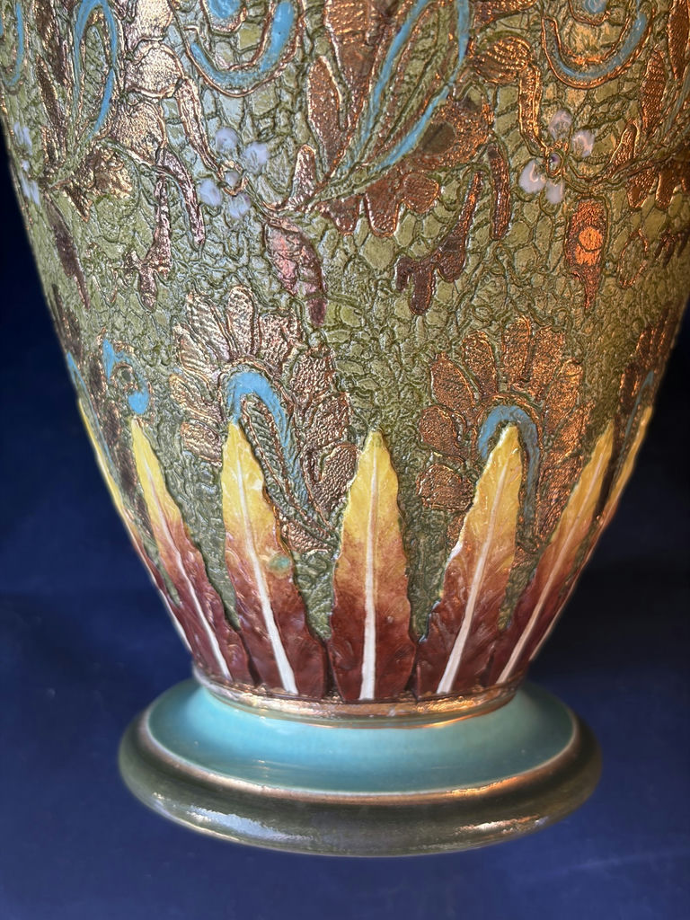 Antique Doulton Lambeth Slater’s Patent Stoneware Vase – 9" H, - image 4 of 11