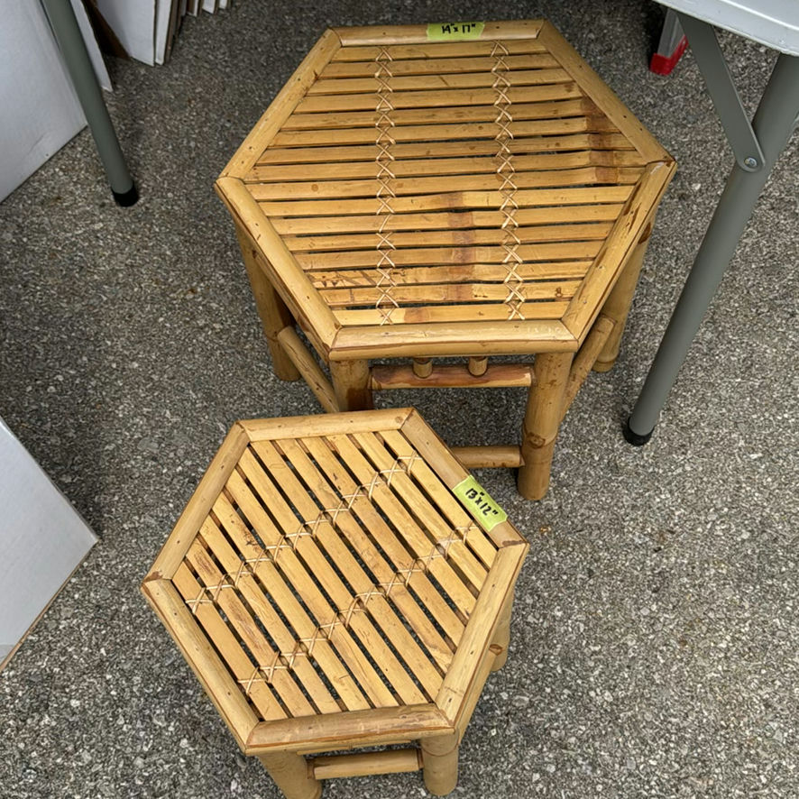 Hexagonal Bamboo Side Table and Stool - image 1 of 5