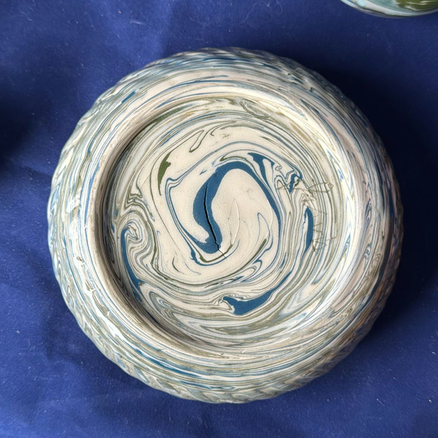 Collection of Marbled Pottery Bowls, Plate, Pitcher, and Vases - image 8 of 23