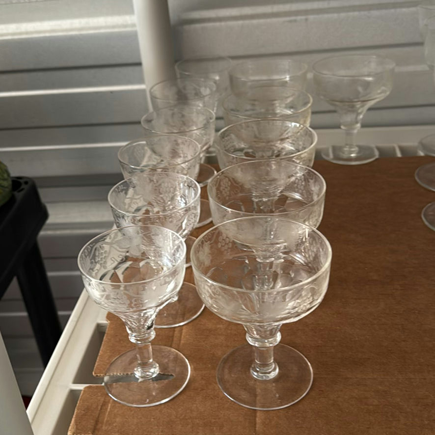 Antique Crystal Glasses In 3 Sizes - image 1 of 11