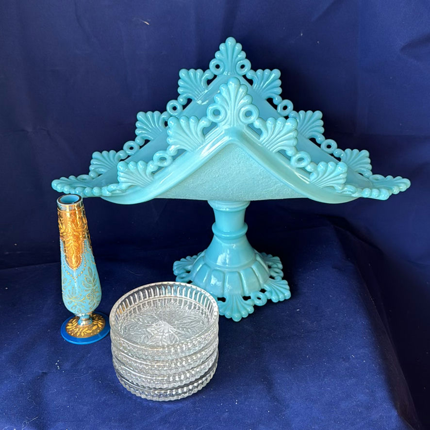 Westmoreland Blue Compote Dish And More - image 1 of 14