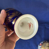 Vintage Royal Crown Derby Fine Bone China: Cobalt Blue Pedestal Vase & Traditional Imari Table Lighter with Lid - thumbnail 6 of 10