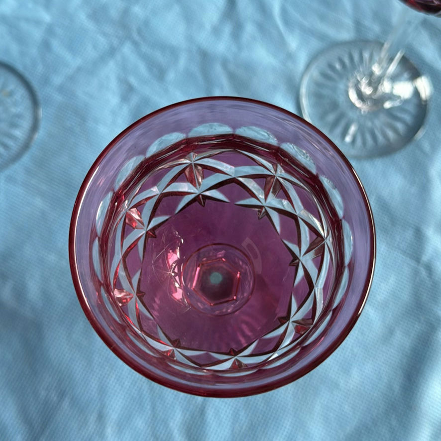 8pc Royal Doulton Ruby Red Cut to Clear Lead Crystal Wine Goblets England Signed - image 13 of 21
