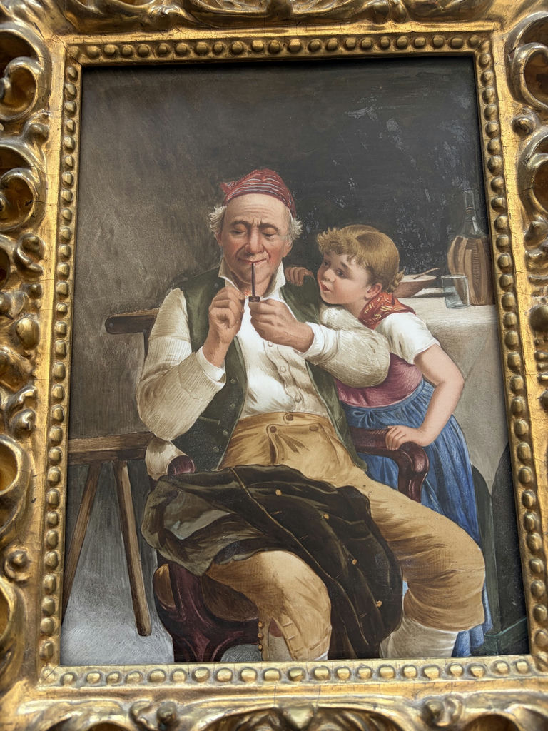 Antique C. 1890 Aurelio Innocenti Framed Porcelain Plaque "Non l'accende..." - Exceptional 1904 Provenance - image 9 of 13