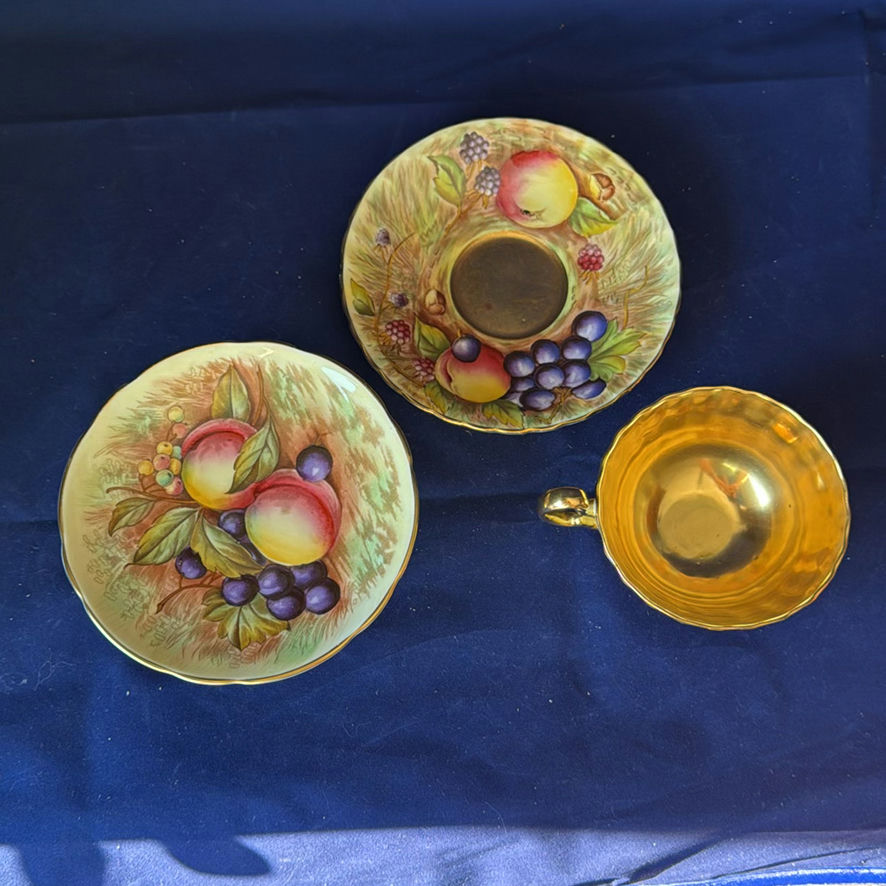 Aynsley Teacup And Saucer trio Orchard Gold - image 1 of 11