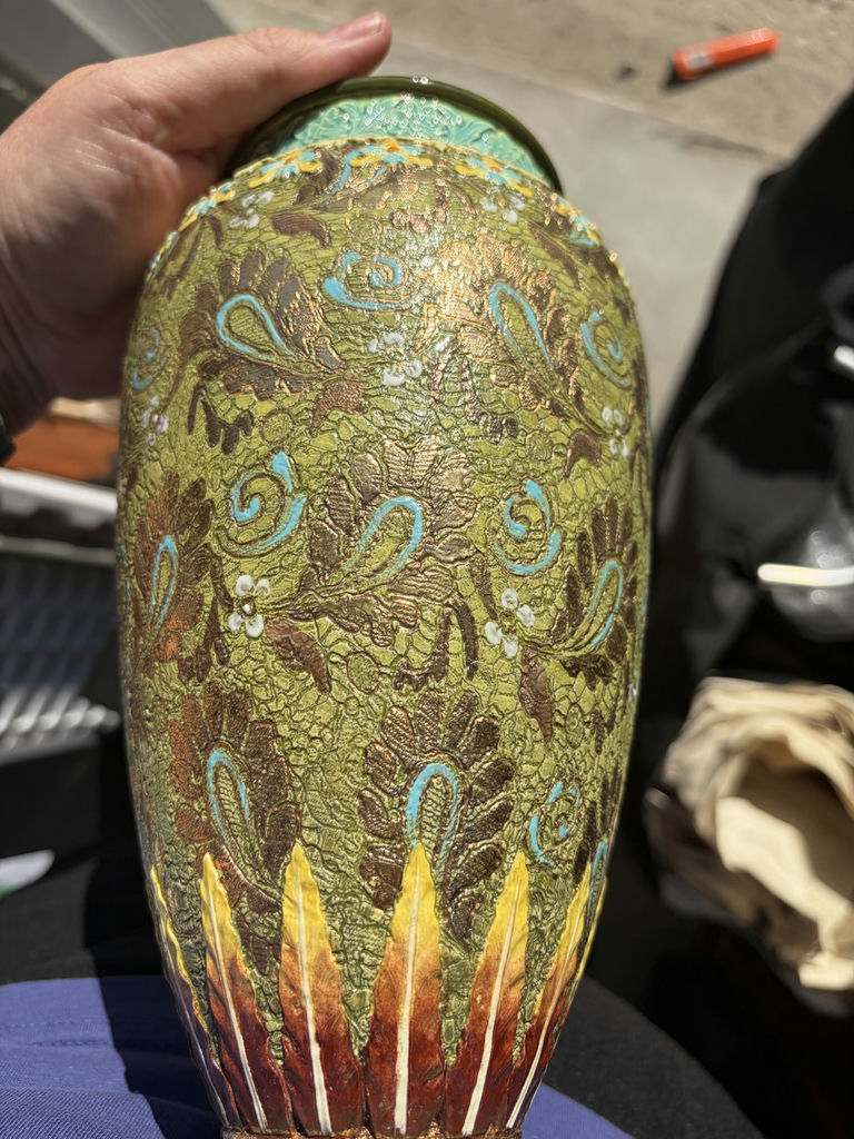 Antique Doulton Lambeth Slater’s Patent Stoneware Vase – 9" H, - image 7 of 11
