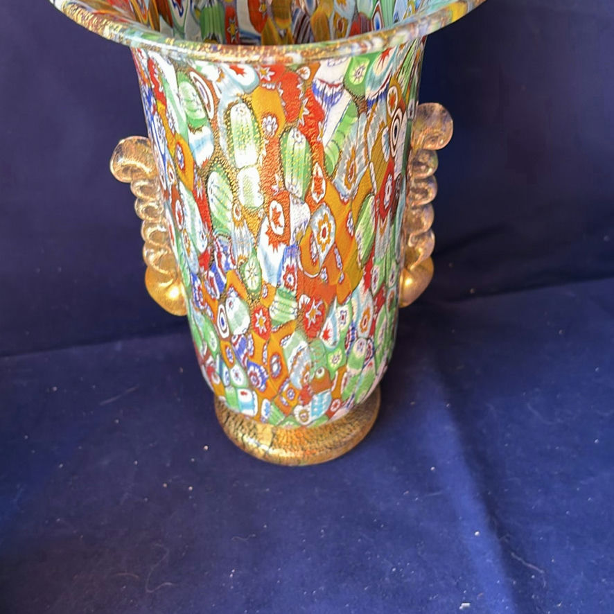 Vintage Murano Glass Trio Millefiori Gold Leaf Urn Vase Amedeo Rossetto Set Italian Art Glass - image 18 of 25