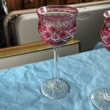 8pc Royal Doulton Ruby Red Cut to Clear Lead Crystal Wine Goblets England Signed - thumbnail 20 of 21