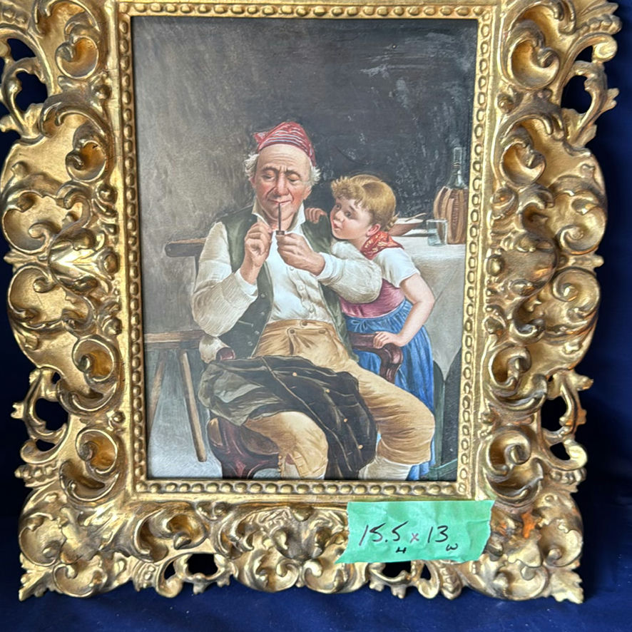 Antique C. 1890 Aurelio Innocenti Framed Porcelain Plaque "Non l'accende..." - Exceptional 1904 Provenance - image 4 of 13