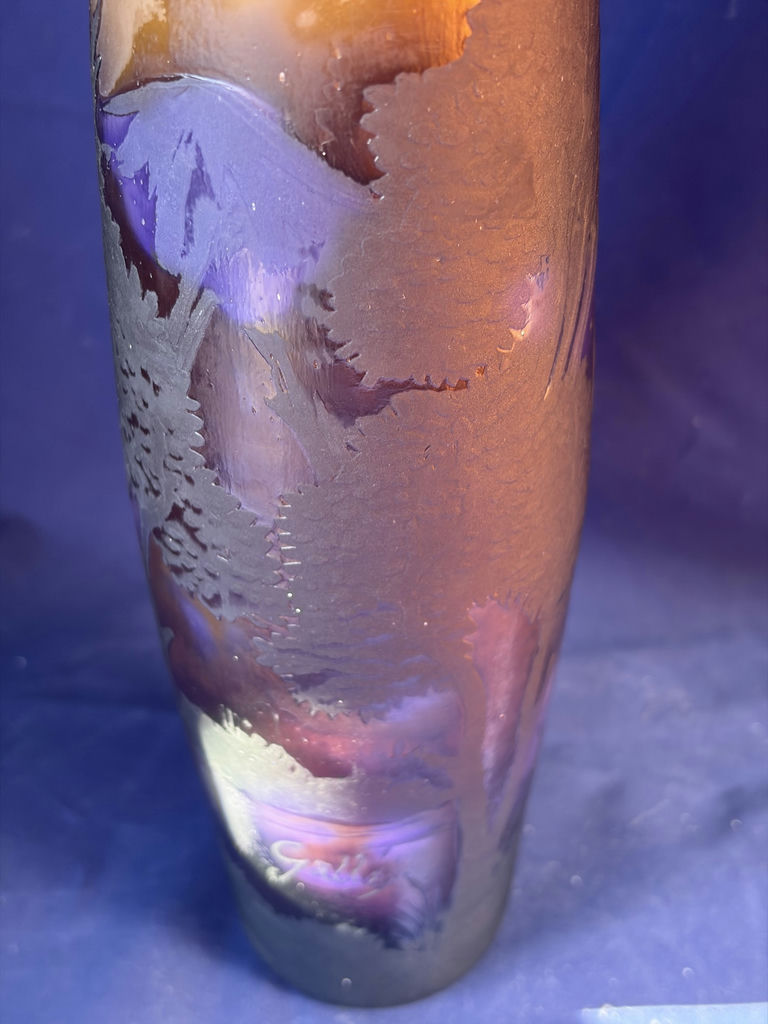 Antique Art Nouveau Style Cameo Glass Landscape Vase – Signed Gallé - image 10 of 21