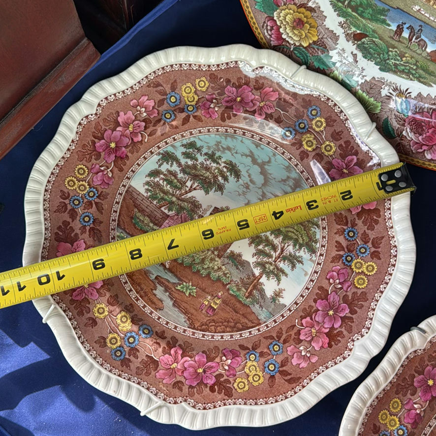 Antique English Transferware Plates Multi-Color Lot – Spode Delft Hurstmonceux & Wedgwood Ferrara - image 2 of 17