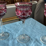 8pc Royal Doulton Ruby Red Cut to Clear Lead Crystal Wine Goblets England Signed - thumbnail 18 of 21